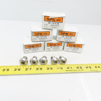 1/2-13x3/4" 18-8 Stainless Steel Button Head Socket Cap Machine Screws Lot of 30
