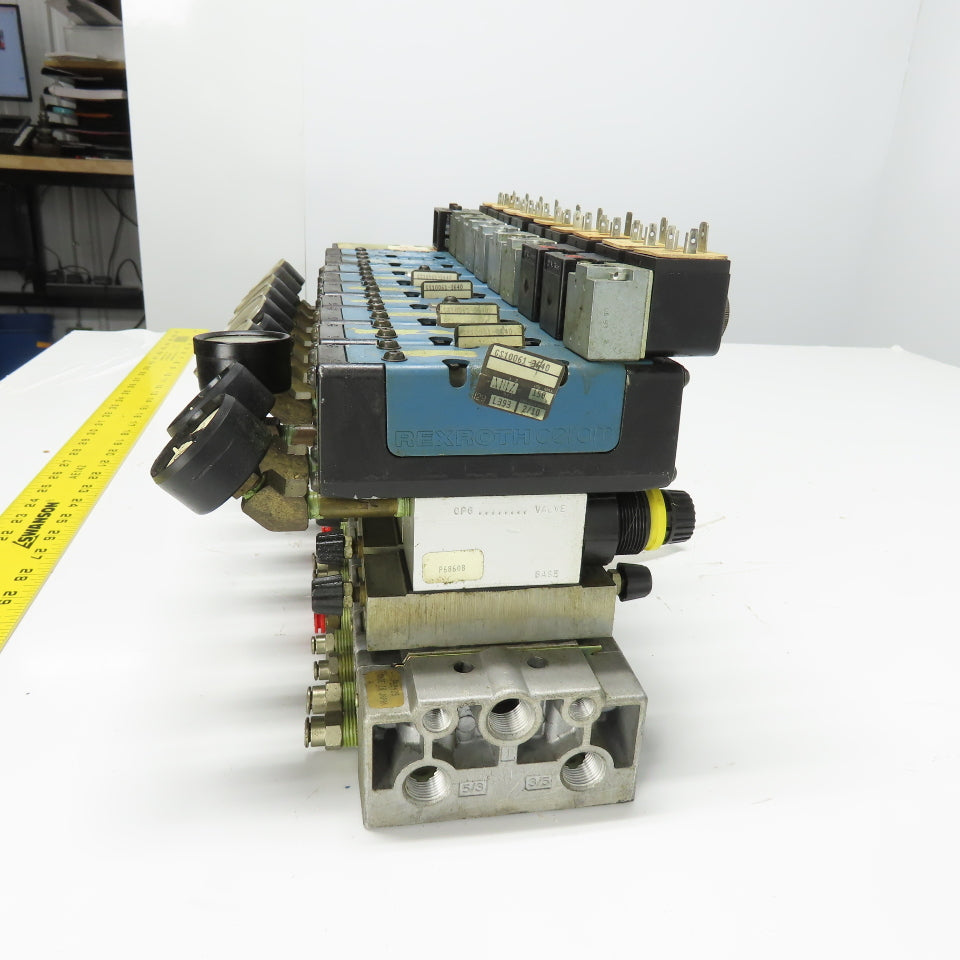 Rexroth Pneumatic 10-Valve Manifold Assy (3)GS10061-2440 (4)GS10061-3640 Compare
