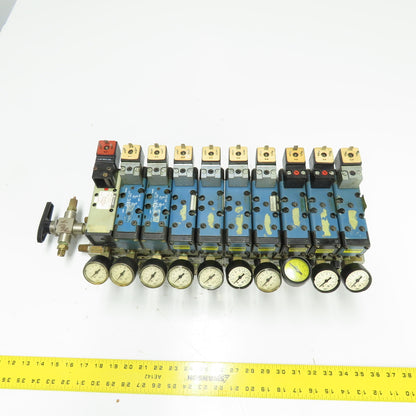 Rexroth Pneumatic 10-Valve Manifold Assy (3)GS10061-2440 (4)GS10061-3640 Compare
