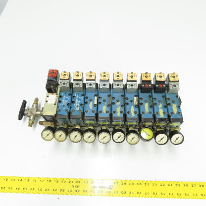 Rexroth Pneumatic 10-Valve Manifold Assy (3)GS10061-2440 (4)GS10061-3640 Compare