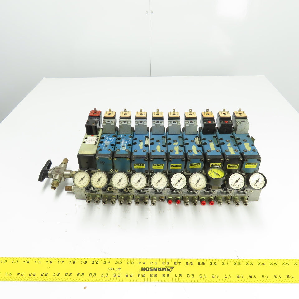 Rexroth Pneumatic 10-Valve Manifold Assy (3)GS10061-2440 (4)GS10061-3640 Compare
