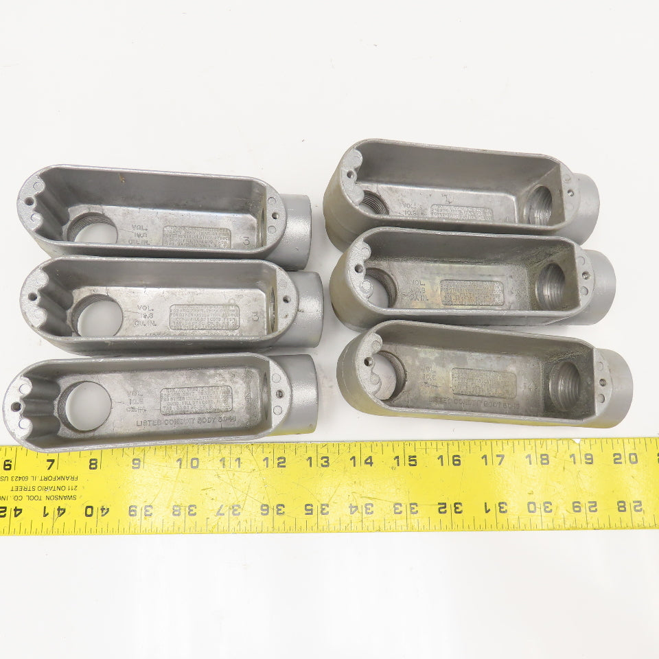 E30640 1" Cast Aluminum LB Conduit Body Lot Of 6 No Covers Or Gaskets