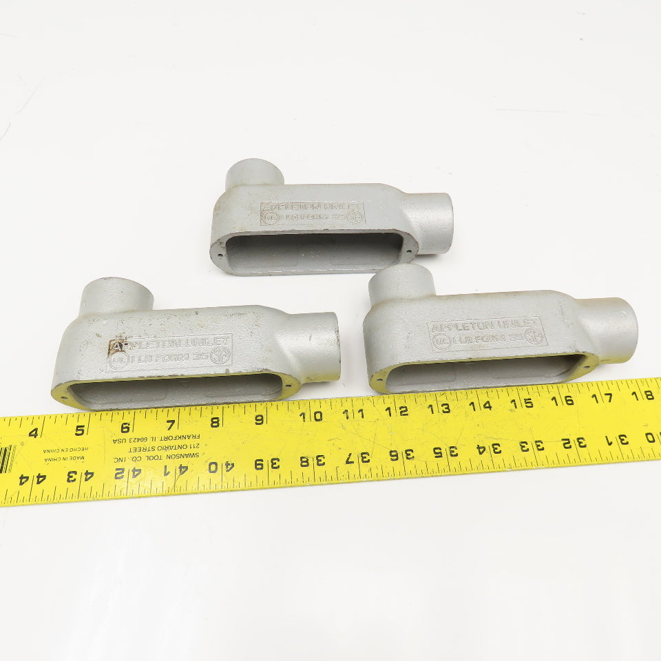 Appleton Form 35 1" Cast Aluminum LB Conduit Body Lot Of 3 No Covers Or Gaskets