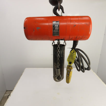 CM Model J 1/2 Ton 1000LB Electric Chain Hoist 15' Lift 32FPM 115V SINGLE PHASE