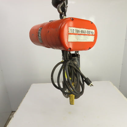 CM Model J 1/2 Ton 1000LB Electric Chain Hoist 15' Lift 32FPM 115V SINGLE PHASE