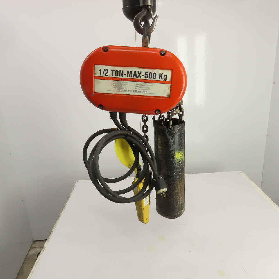 CM Model J 1/2 Ton 1000LB Electric Chain Hoist 15' Lift 32FPM 115V SINGLE PHASE