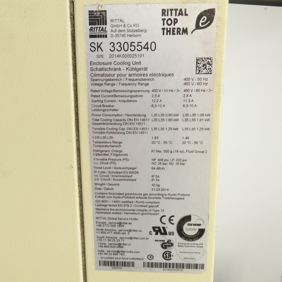 Rittal SK 3305540 Electrical Enclosure Air Conditioner 460V 3PH (Parts/Repair)