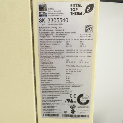 Rittal SK 3305540 Electrical Enclosure Air Conditioner 460V 3PH (Parts/Repair)