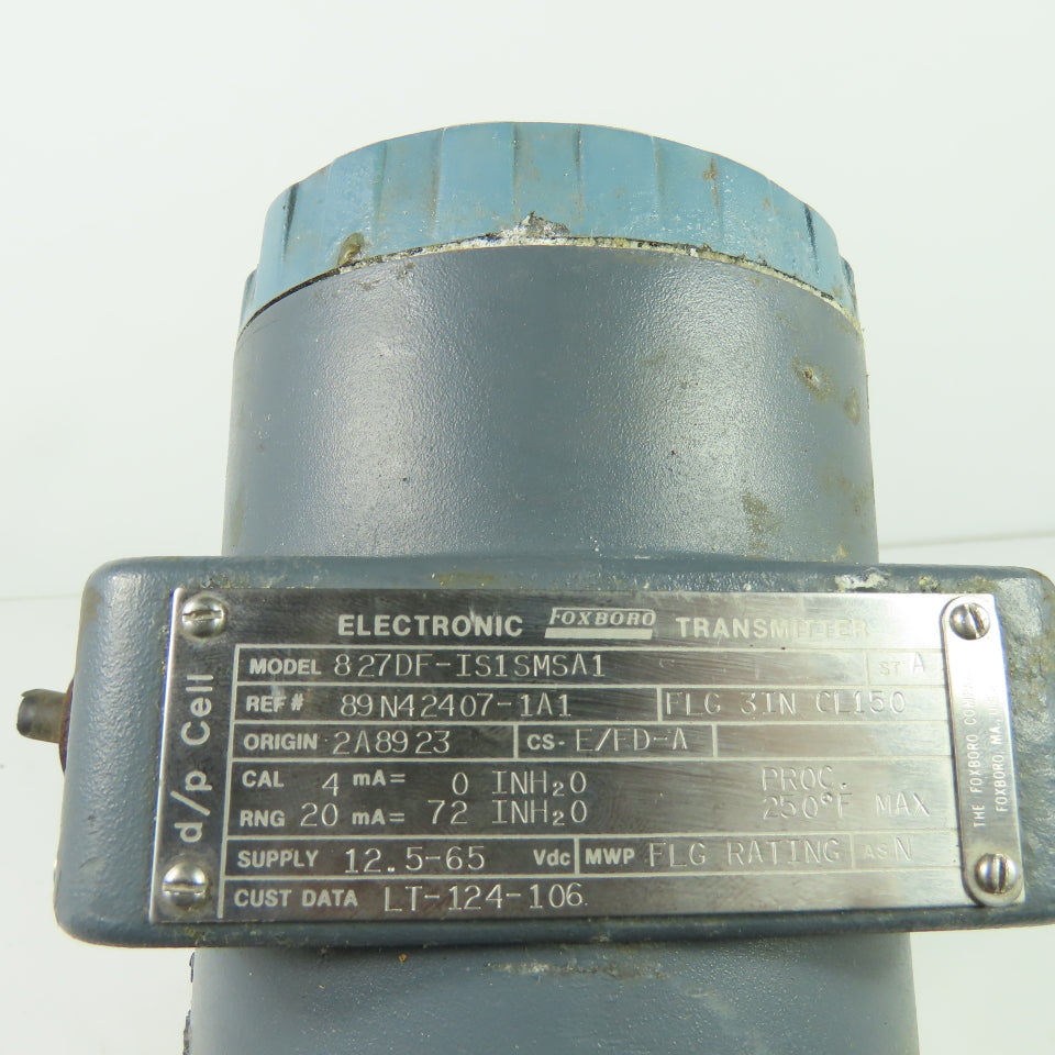 Foxboro 827DF-IS1SMSA1 Pressure Transmitter 12.5-42VDC 4-20mA 72 INH20 ST-A