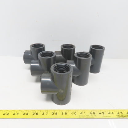 Spears 805-15 1-1/2" Threaded Gray PVC Tee Schedule 80 Lot of 6