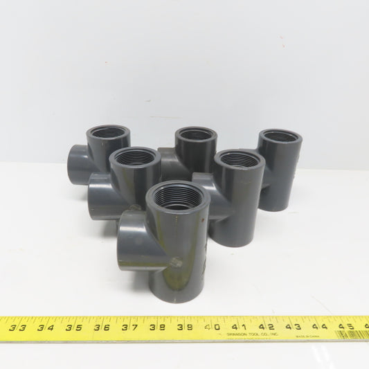 Spears 805-15 1-1/2" Threaded Gray PVC Tee Schedule 80 Lot of 6