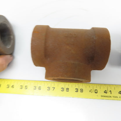 Ward 1-1/2x1-1/2x1-1/2 NPT 300 Malleable Iron Tee Pipe Fitting Schedule 80 Lot/3
