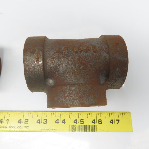 Ward 1-1/2x1-1/2x1-1/2 NPT 300 Malleable Iron Tee Pipe Fitting Schedule 80 Lot/3