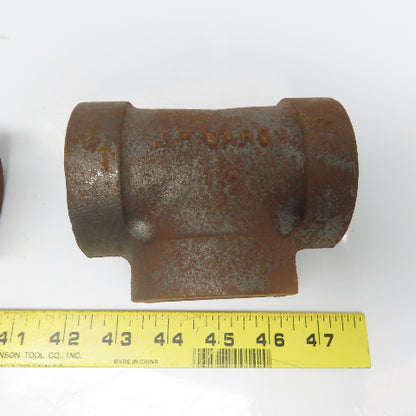 Ward 1-1/2x1-1/2x1-1/2 NPT 300 Malleable Iron Tee Pipe Fitting Schedule 80 Lot/3