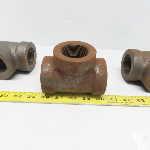 Ward 1-1/2x1-1/2x1-1/2 NPT 300 Malleable Iron Tee Pipe Fitting Schedule 80 Lot/3