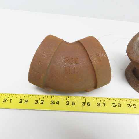 Ward 2"x2" NPT Class 300 Malleable Iron 45° Elbow Pipe Fitting Schedule 80 Lot/3