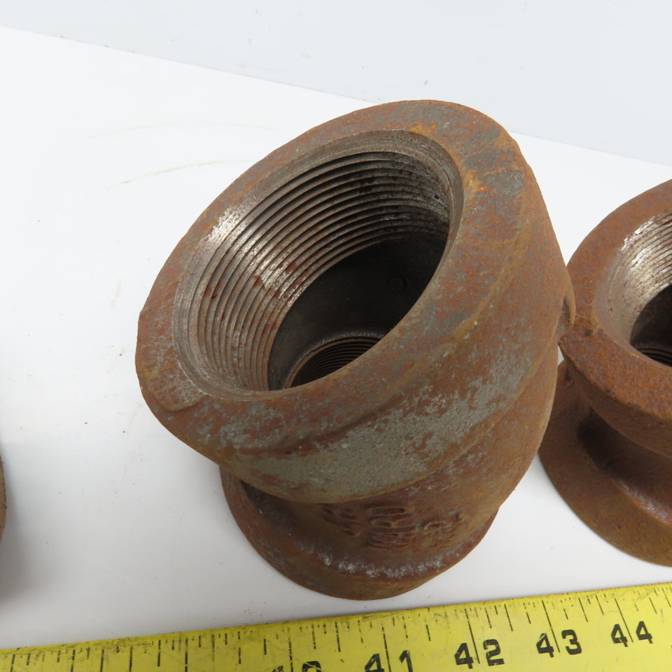 Ward 2"x2" NPT Class 300 Malleable Iron 45° Elbow Pipe Fitting Schedule 80 Lot/3