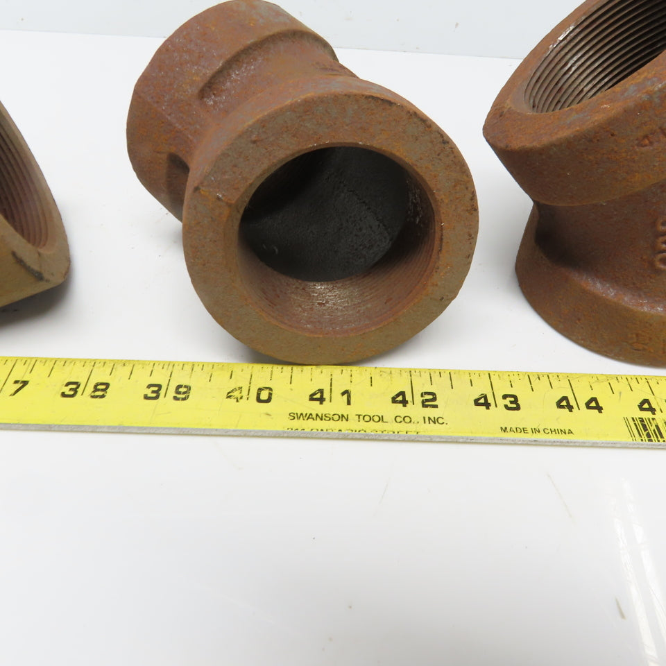 Ward 2"x2" NPT Class 300 Malleable Iron 45° Elbow Pipe Fitting Schedule 80 Lot/3
