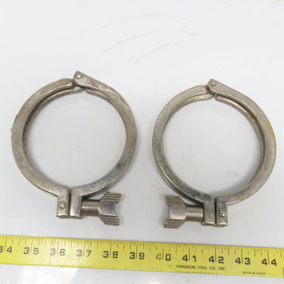 4" Sanitary Pressure Tri Clamp Stainless Steel Double Hinge Lot of 2