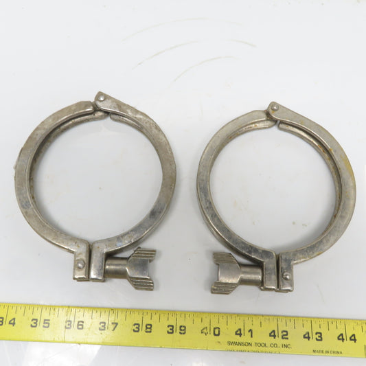 4" Sanitary Pressure Tri Clamp Stainless Steel Double Hinge Lot of 2
