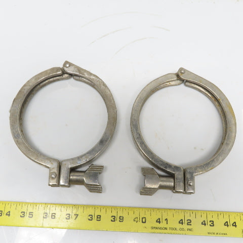 4" Sanitary Pressure Tri Clamp Stainless Steel Double Hinge Lot of 2