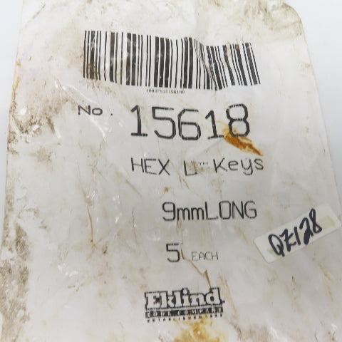 Eklind 15618 Chrome Nickel Alloy Steel Metric Long Arm Hex-L Key 9 mm Lot of 5