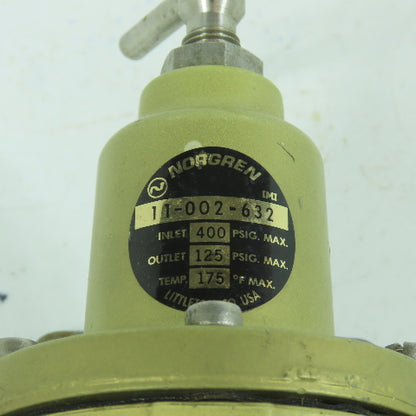 Norgren 11-002-632 Compressed Air Regulator 400PSI In 125PSIG Max Out 1/2" NPT