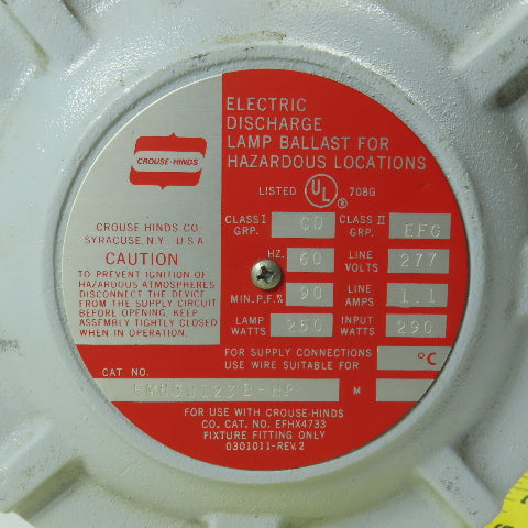Crouse Hinds EMB30123B-HP Hazardous Location Electric Discharge Ballast 250W