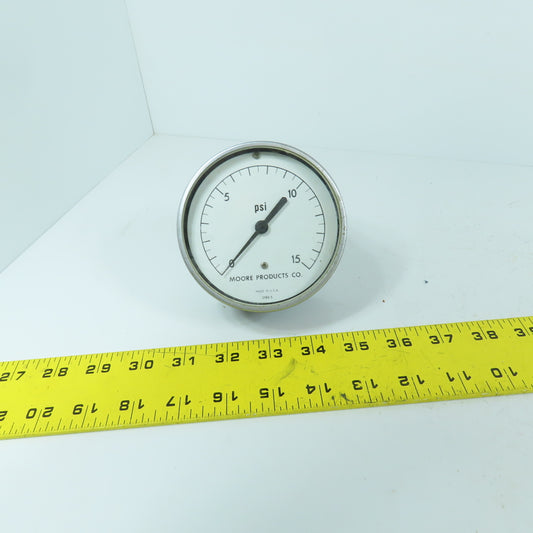 Moore Products 3189-5 Air Pressure Gauge 0-15 PSI 3-1/2"