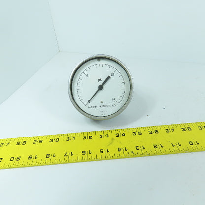 Moore Products 3189-5 Air Pressure Gauge 0-15 PSI 3-1/2"