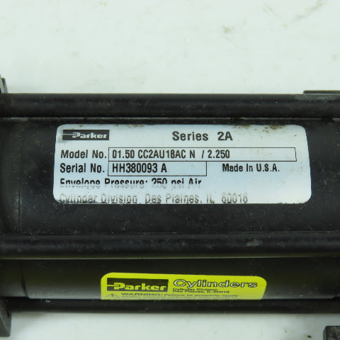 Parker 01.50 CC2AU18AC N/2.250 Double Acting Air Cylinder 2.25" Stroke 1.5" Bore