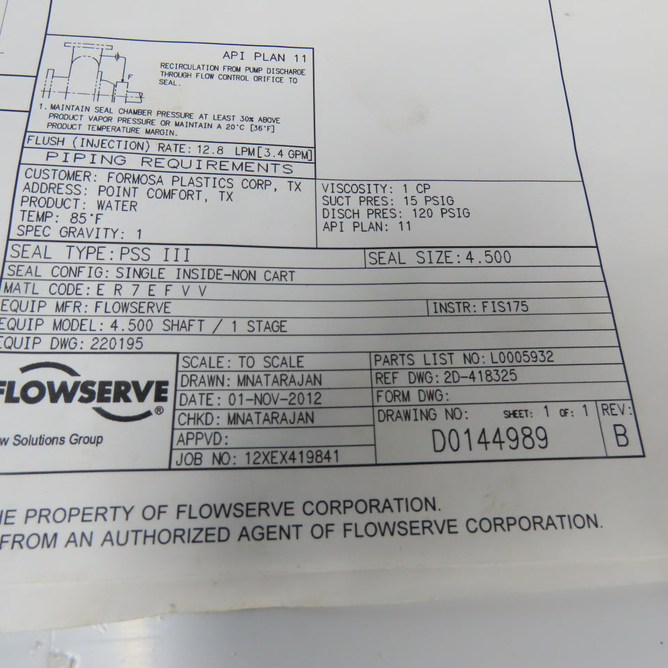 Flowserve PSS III Split Seal Size 4.500 157751PS3 LE3P4500T33 GEB418246HA-E