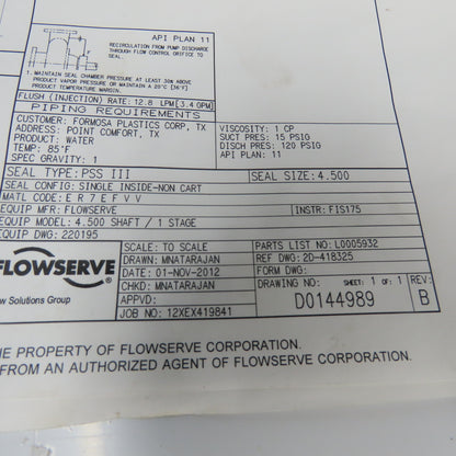 Flowserve PSS III Split Seal Size 4.500 157751PS3 LE3P4500T33 GEB418246HA-E