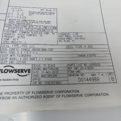 Flowserve PSS III Split Seal Size 4.500 157751PS3 LE3P4500T33 GEB418246HA-E