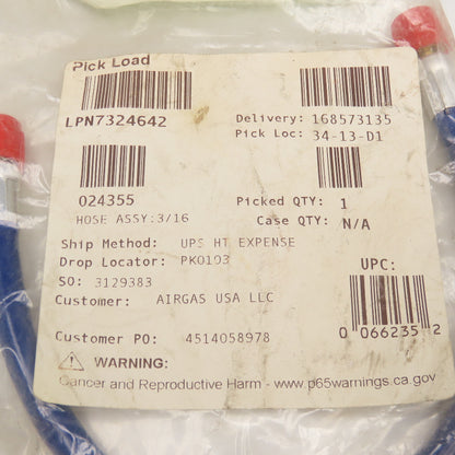 Hypertherm 024355 3/8" Hose Assembly "A" Left Hand Thread HySpeed HT2000 1'
