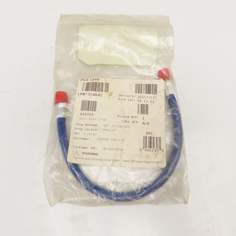 Hypertherm 024355 3/8" Hose Assembly "A" Left Hand Thread HySpeed HT2000 1'