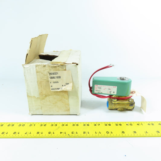 Asco HV2107271 3/8" NPT Brass Solenoid Valve 120V Coil (Air, Gas, Oil, Water)