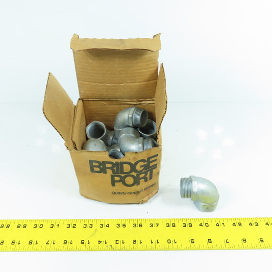 Bridgeport 1503 90° Degree Elbow Adapter 1" Male x 1" Female (Ridged) Box Of 10