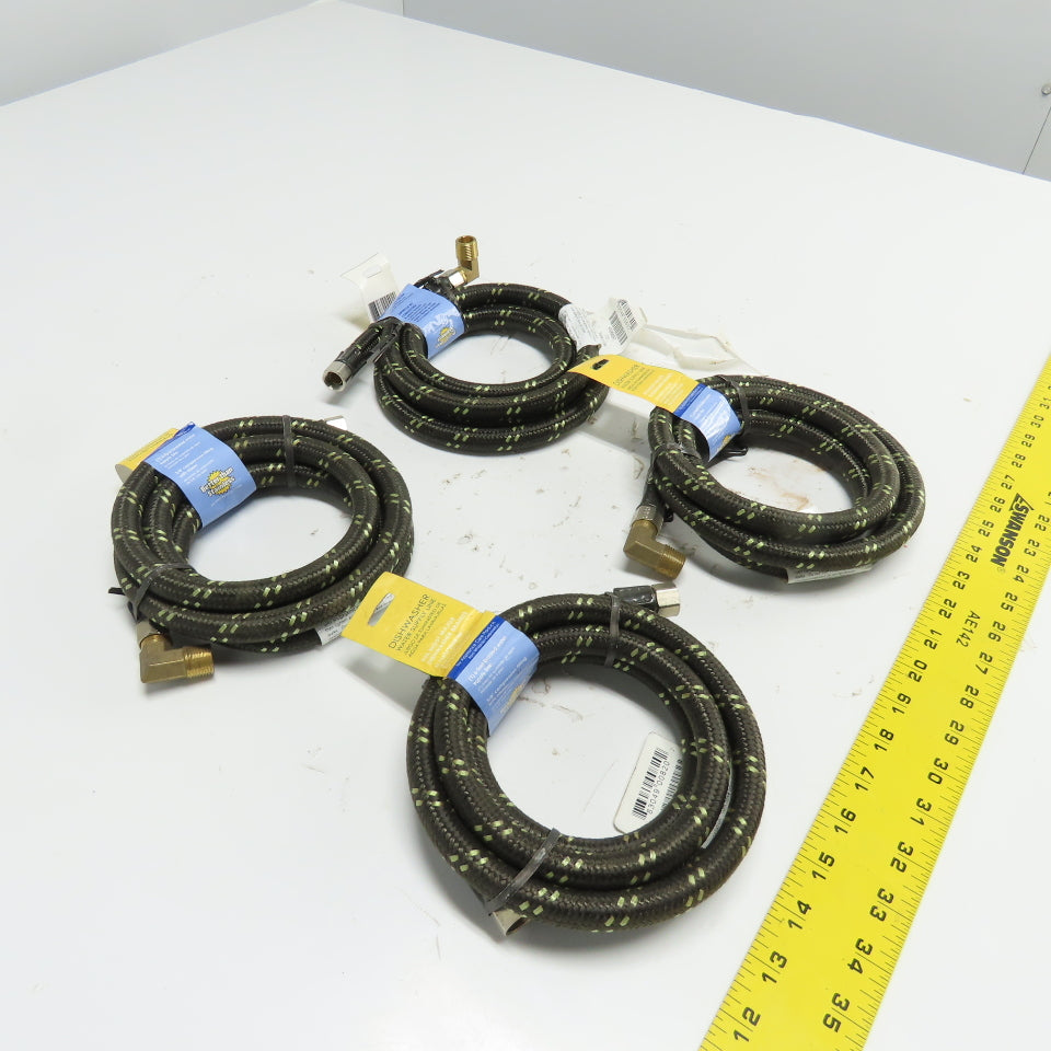 Whirlpool 8212486 6' Braided Dishwasher Water Supply Line Hose 3/8" Lot Of 4
