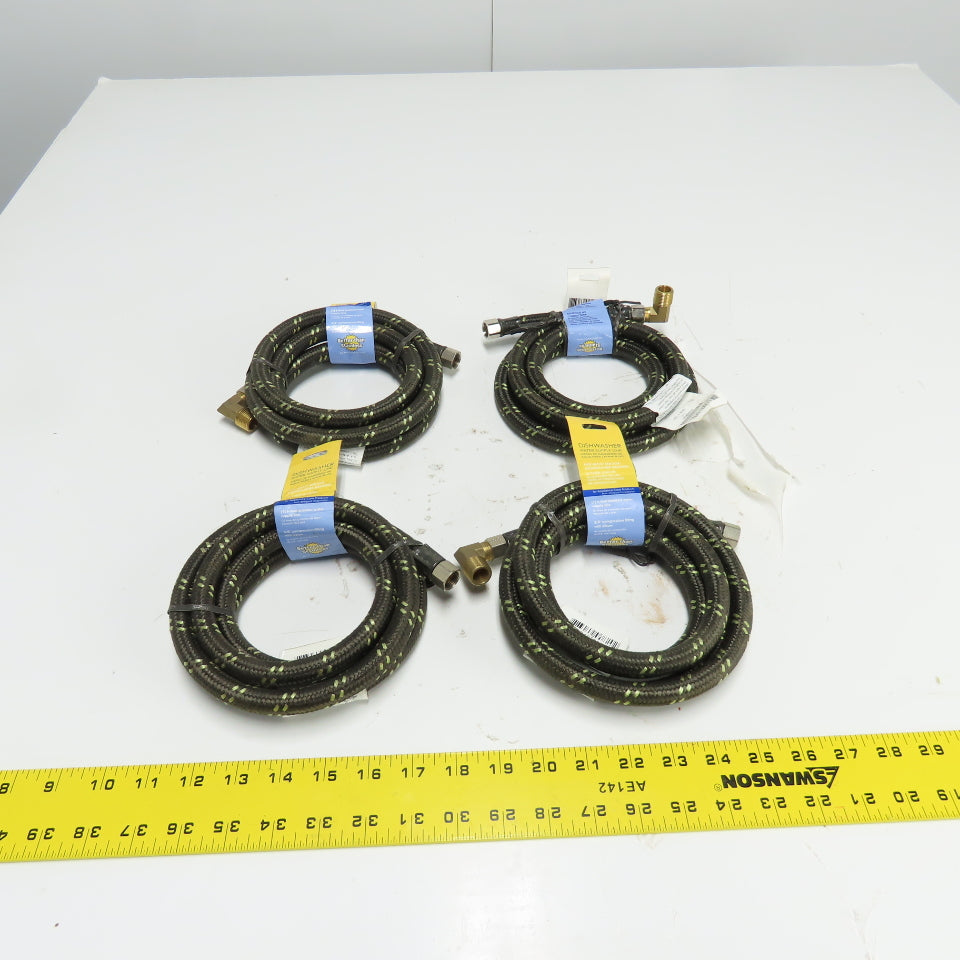 Whirlpool 8212486 6' Braided Dishwasher Water Supply Line Hose 3/8" Lot Of 4