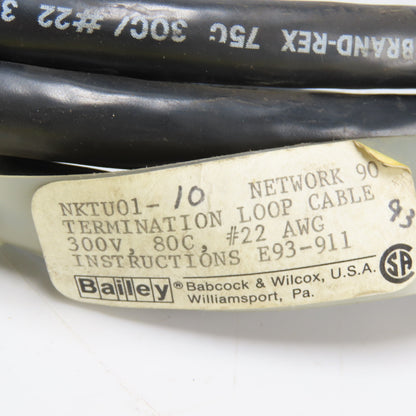 Bailey NKTU01-10 Network 90° Termination Loop Cable 300V 80C 22 AWG