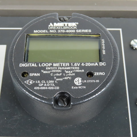 Ametek Drexelbrook 367925 370-4000 Digital Loop Meter W/ 408-8200 Level Control