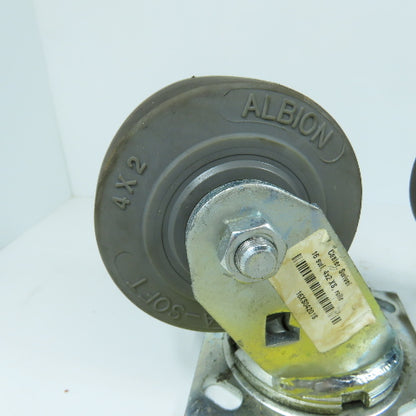 Albion 16XS04201S Xtra-Soft 4x2 Swivel Casters W/ Top Plate 4-1/2" x 4" Lot Of 4