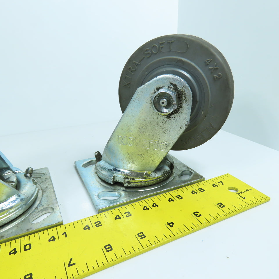 Albion 16XS04201S Xtra-Soft 4x2 Swivel Casters W/ Top Plate 4-1/2" x 4" Lot Of 4