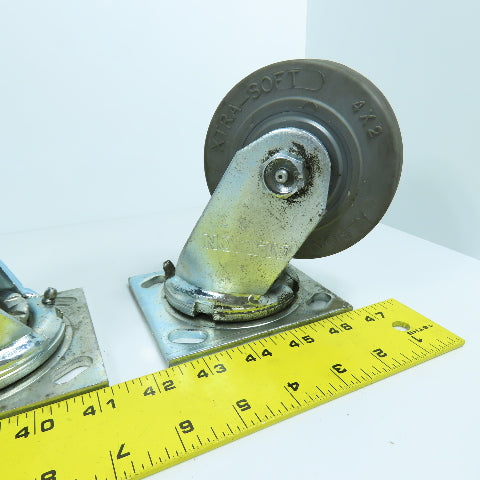 Albion 16XS04201S Xtra-Soft 4x2 Swivel Casters W/ Top Plate 4-1/2" x 4" Lot Of 4