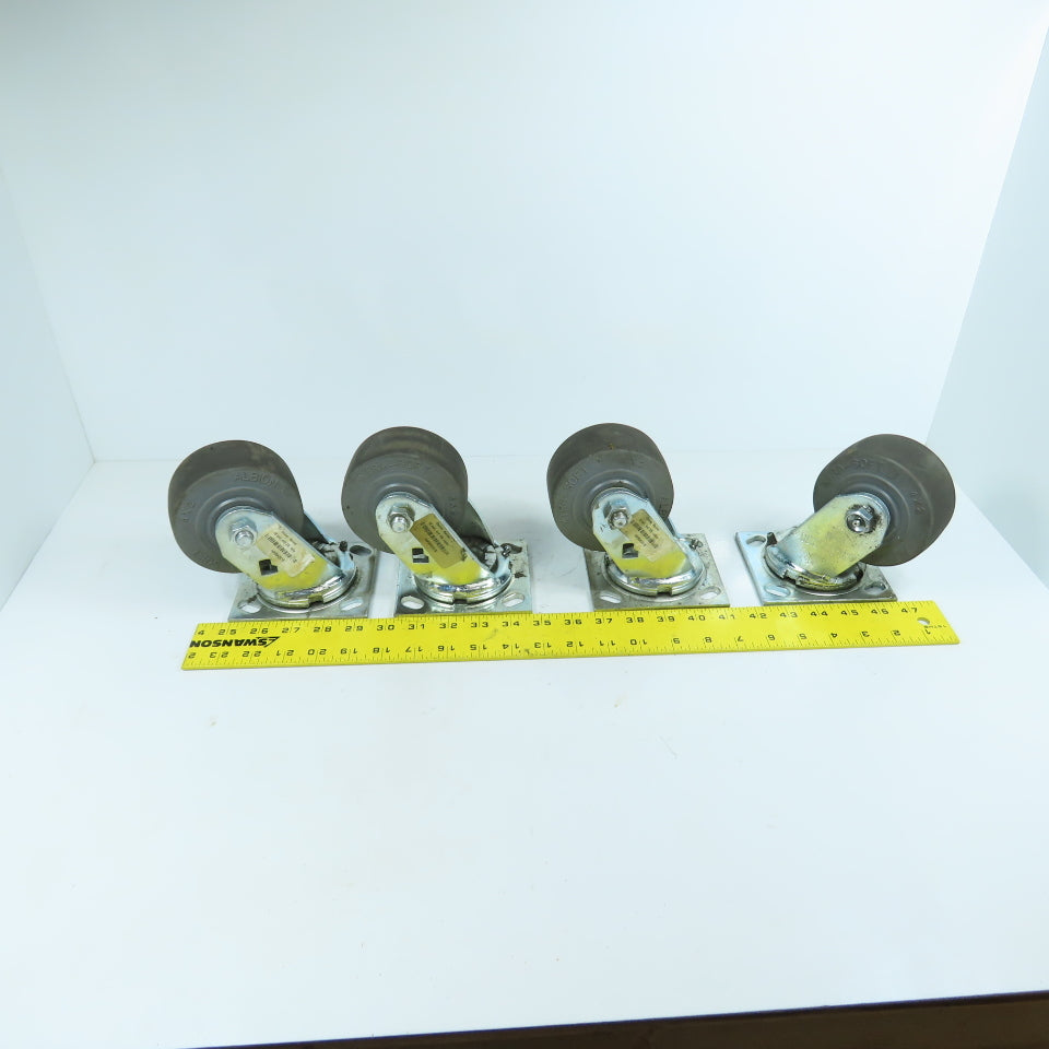Albion 16XS04201S Xtra-Soft 4x2 Swivel Casters W/ Top Plate 4-1/2" x 4" Lot Of 4