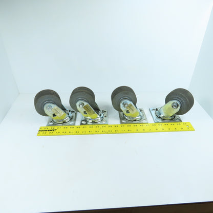Albion 16XS04201S Xtra-Soft 4x2 Swivel Casters W/ Top Plate 4-1/2" x 4" Lot Of 4