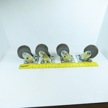 Albion 16XS04201S Xtra-Soft 4x2 Swivel Casters W/ Top Plate 4-1/2" x 4" Lot Of 4