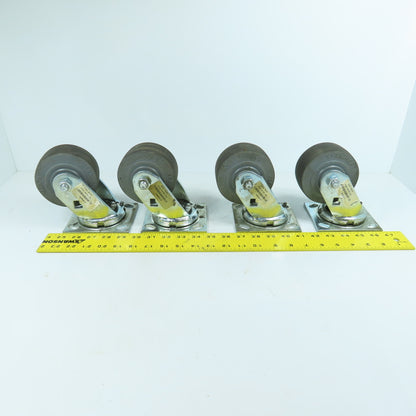 Albion 16XS04201S Xtra-Soft 4x2 Swivel Casters W/ Top Plate 4-1/2" x 4" Lot Of 4