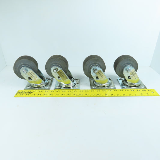 Albion 16XS04201S Xtra-Soft 4x2 Swivel Casters W/ Top Plate 4-1/2" x 4" Lot Of 4